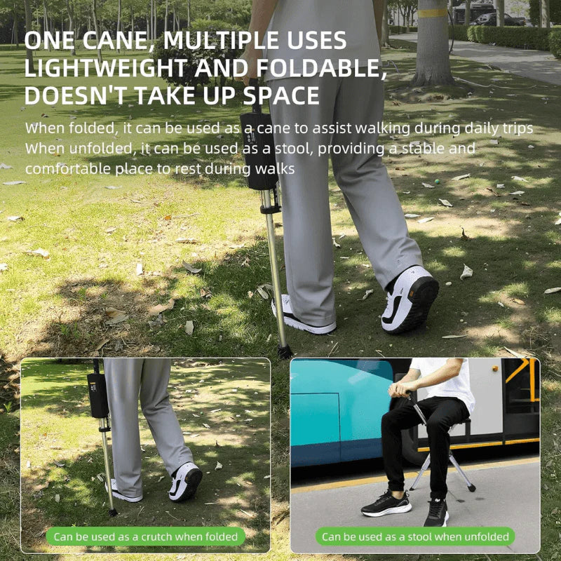 Walking Stick with Seat – Foldable Adjustable Cane Chair for Travel and Outdoor Use