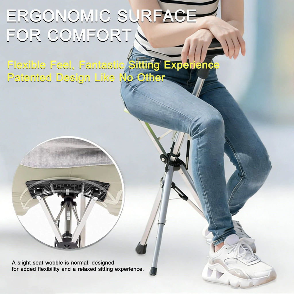 Walking Stick with Seat – Foldable Adjustable Cane Chair for Travel and Outdoor Use